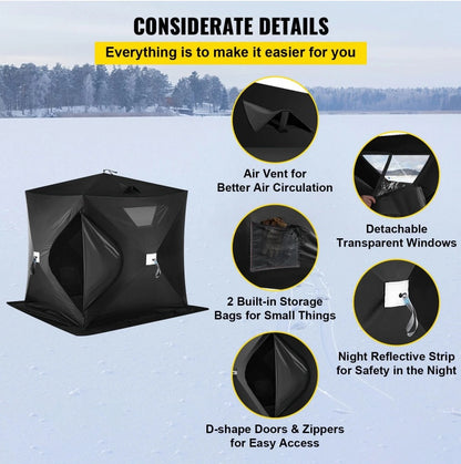 2-3 Person Pop-Up Portable Insulated Waterproof Ice Fishing Tent