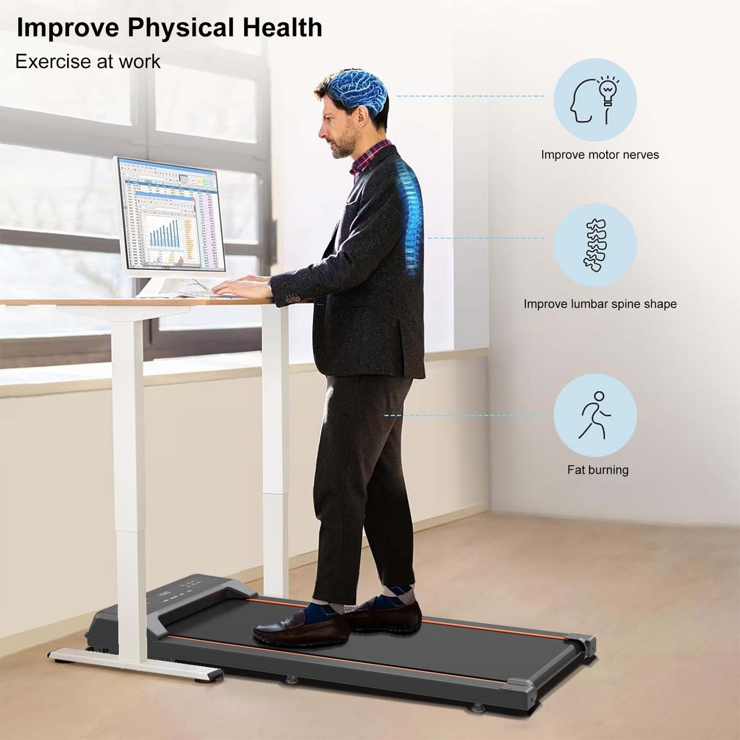 Walking Pad Under Desk Treadmill LED Display And Remote Control Portable Treadmill