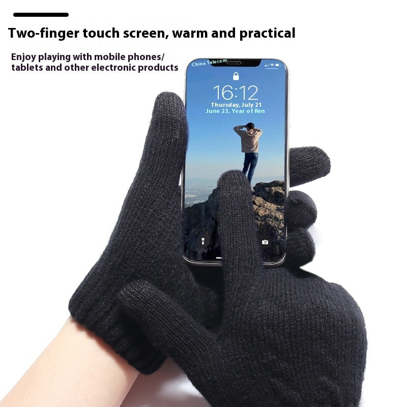 Phone Friendly Winter Women's Double Layer Fleece-lined Gloves Thickened Cold Protection