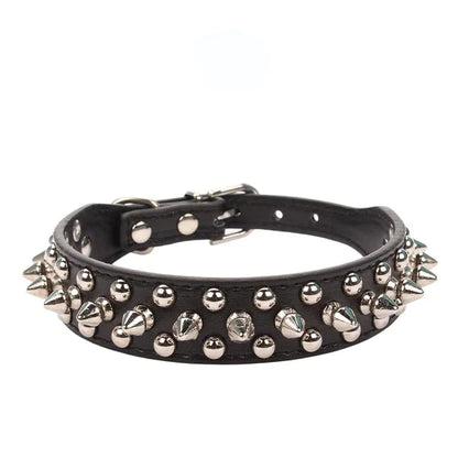 Spiked Studded Leather Dog Collar Rivets Pet Small Large Cat Pit Bull Adjustable