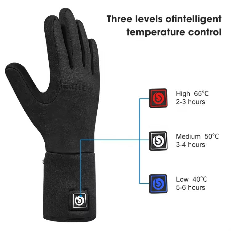 Electric Ski Gloves Liner Polyester Waterproof Hand Warmer Full Finger Heated Gloves For Men And Women