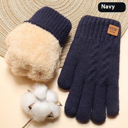 Phone Friendly Winter Women's Double Layer Fleece-lined Gloves Thickened Cold Protection