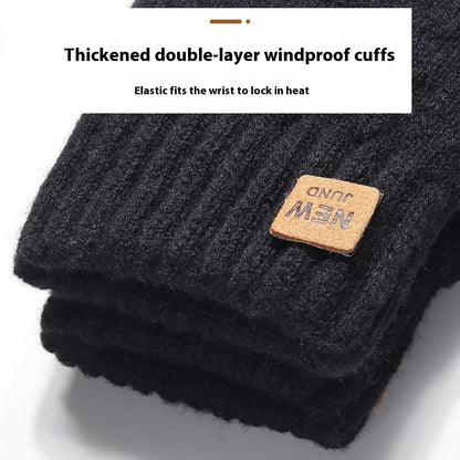 Phone Friendly Winter Women's Double Layer Fleece-lined Gloves Thickened Cold Protection