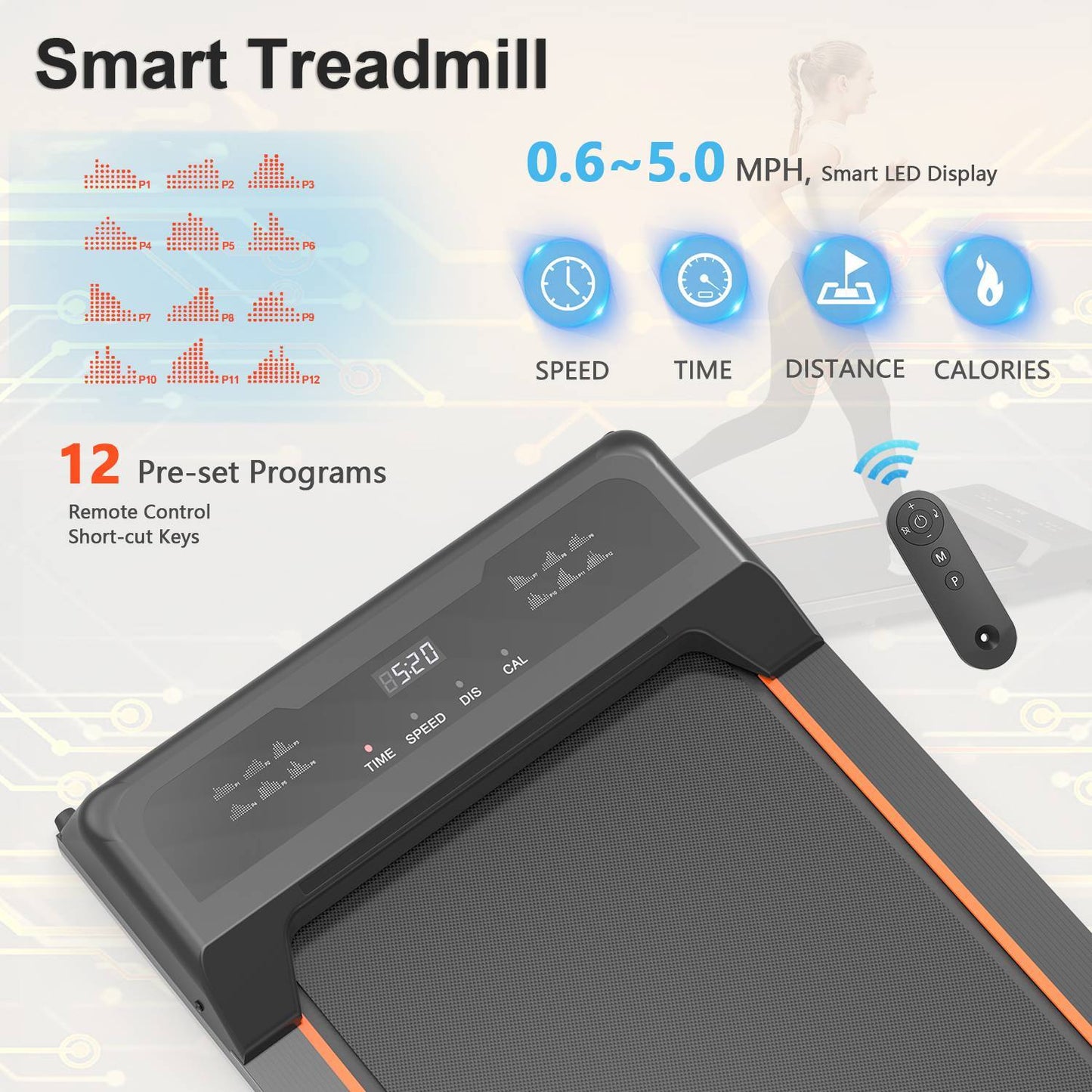 Walking Pad Under Desk Treadmill LED Display And Remote Control Portable Treadmill